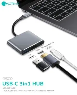 COTECI type-c 3in1 HUB (USB +HDMl +PD) 83012 ADAPTER