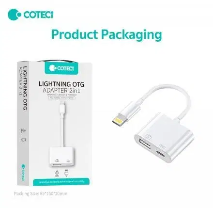 COTECI 33011 WHITE lightning charging 2 in 1