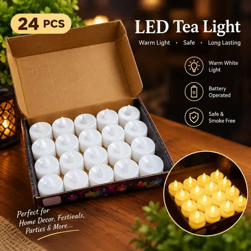 24 PCS LED Tea Light Candles – Warm White Flameless Decorative Candles | Battery Operated