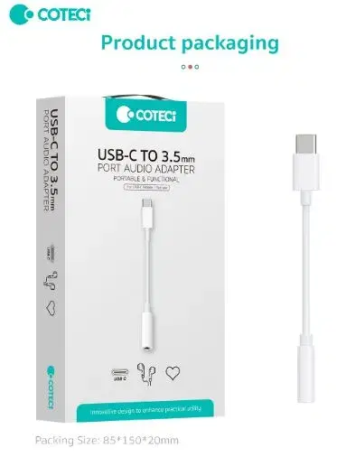 COTECI 33012 USB-C digital chip To 3.5mm audio