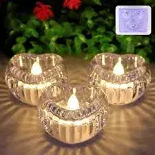 A-12 (12PCS Flameless With LED Light Clear ABS Electronic Tealight Table Lamp For Weddings Holiday Party Centerpieces Home Decoration Flameless Tealight