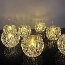 Crystal Design LED Tealight Candles (12 Pc / Set), Warm White