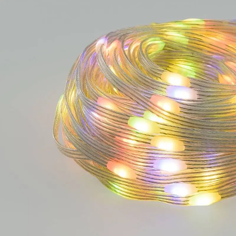 20 m 200 Dual Color Leds, warm white and multicolor String Lights, Ultra bright, Transparent cable