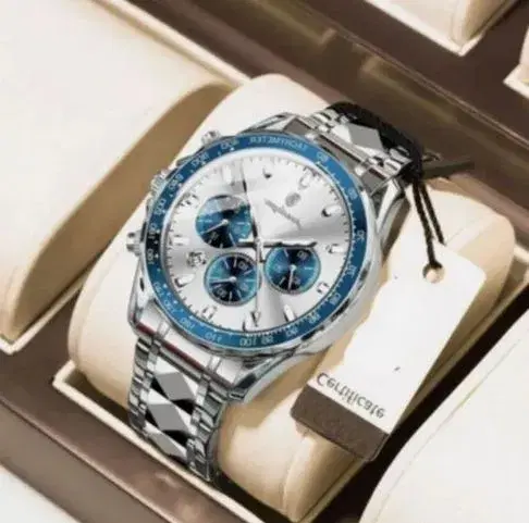 POEDAGAR Luxury Stainless Steel Men Quartz Watches Waterproof Strong Luminous | Round Shape White Dial Chronograph Watch for Men