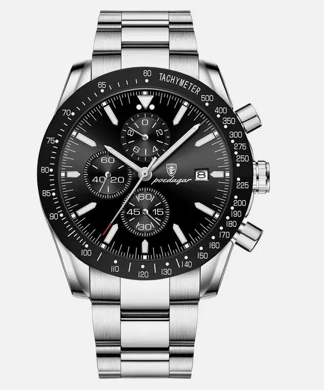 POEDAGAR Premium Quality Stainless Steel Chronograph Waterproof Strong Luminous Date Function Watch For Men