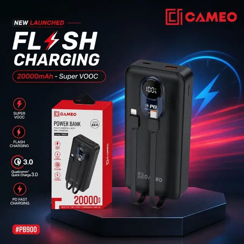 Cameo PB900 FLASH CHARGING POWERBANK 20000mAh Super VOOC PD 22.5W Fast Charging